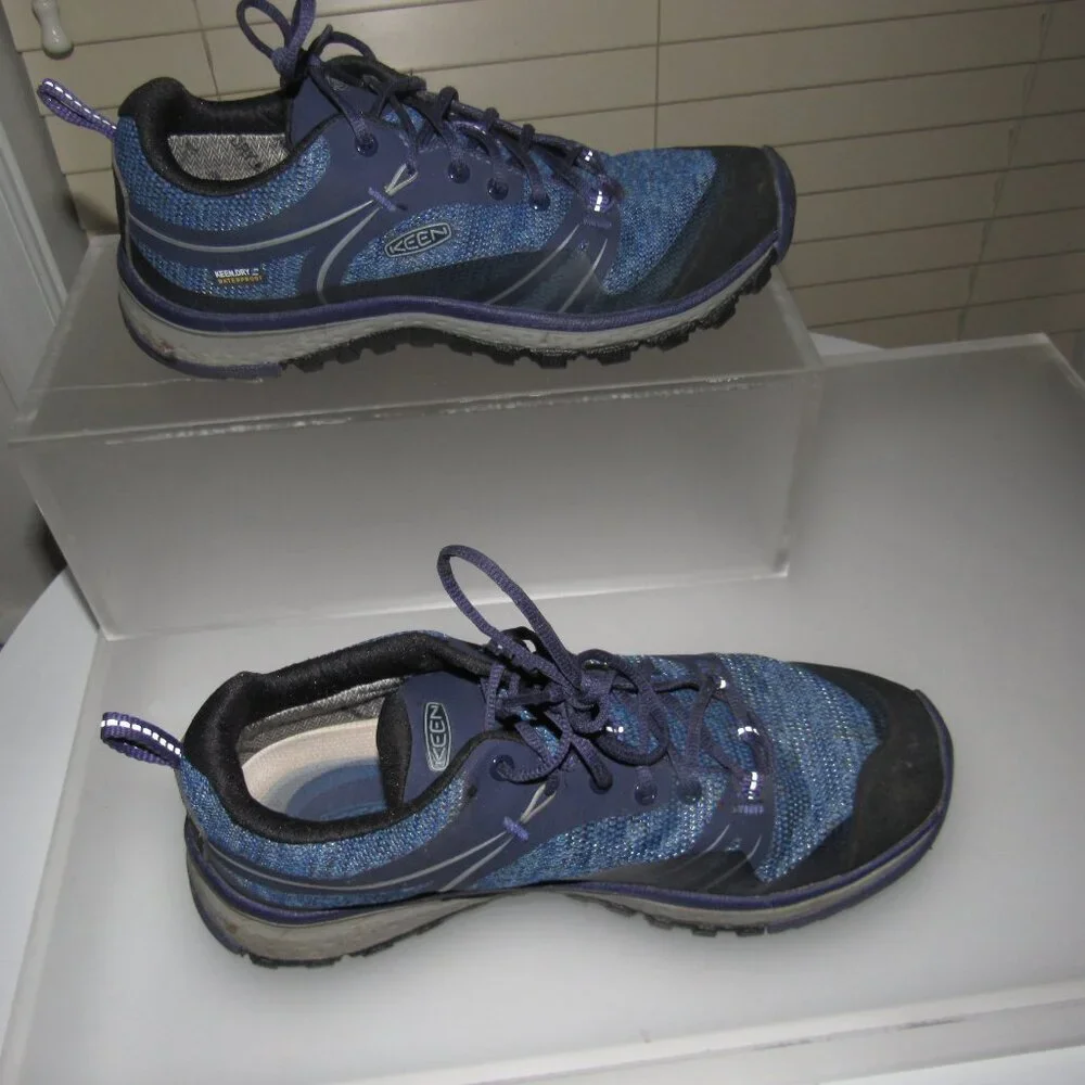 KEEN Terradora Waterproof Hiking Sneakers Blue Knit Low Top 1016506 Size 7
